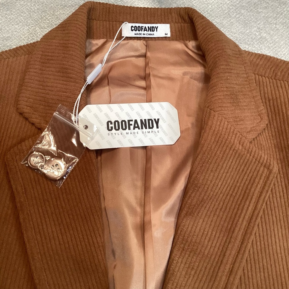 Coofandy Men's Tan Corduroy Blazer NWT - Picture 2 of 12